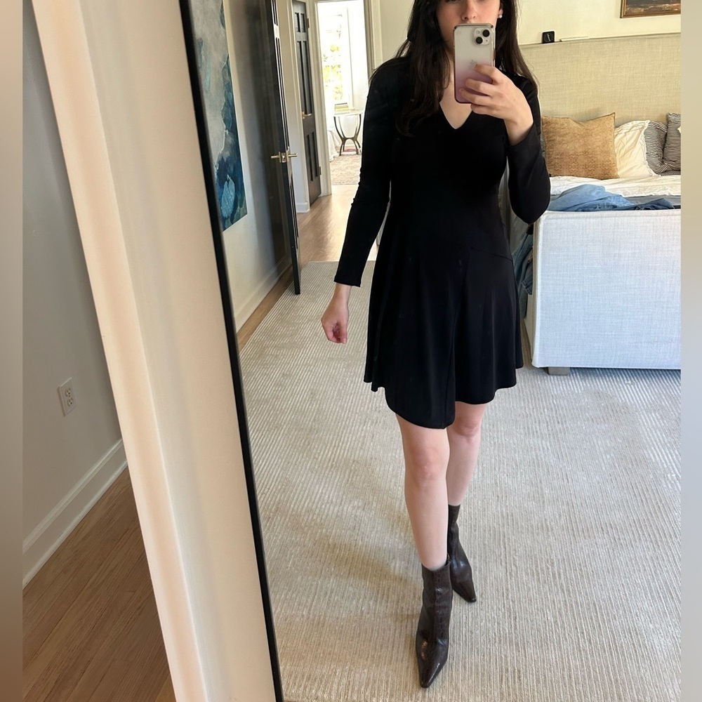 OOTD asymmetrical v neck long sleeve black mini dress size S - Picture 2 of 7